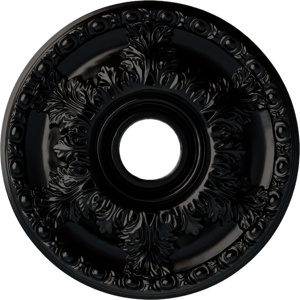 Ekena Millwork Granada Ceiling Medallion (Fits Canopies up to 6 5/8"), 18"OD x 3 1/2"ID x 2 1/2"P, Jet Black CM18GABLF - main